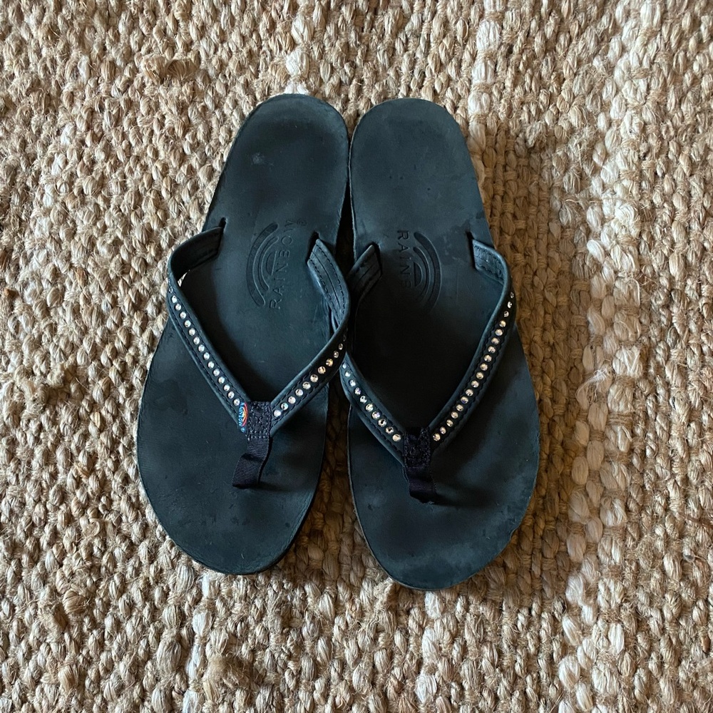 Rainbow flip flops